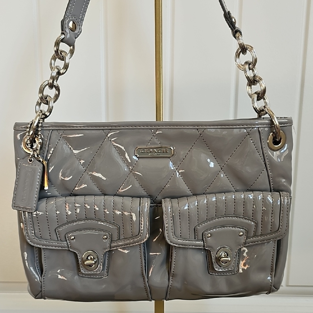 Coach 2011 Liquid Gloss Crossbody Bag Gray EUC